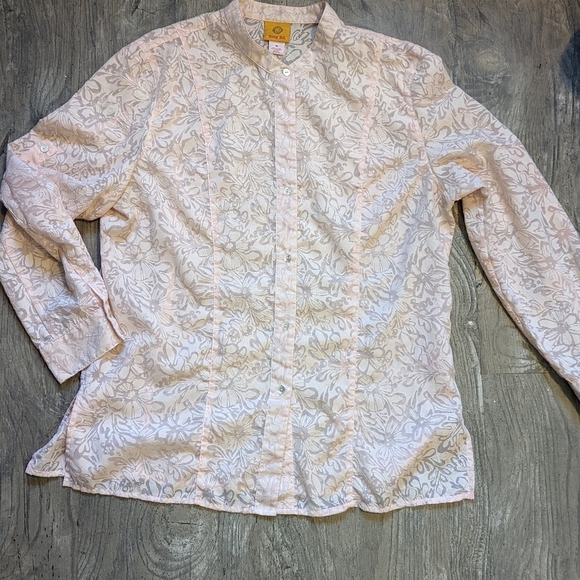 Ruby Rd Floral Button Down Pink Semi Sheer womens 16 - Picture 7 of 7